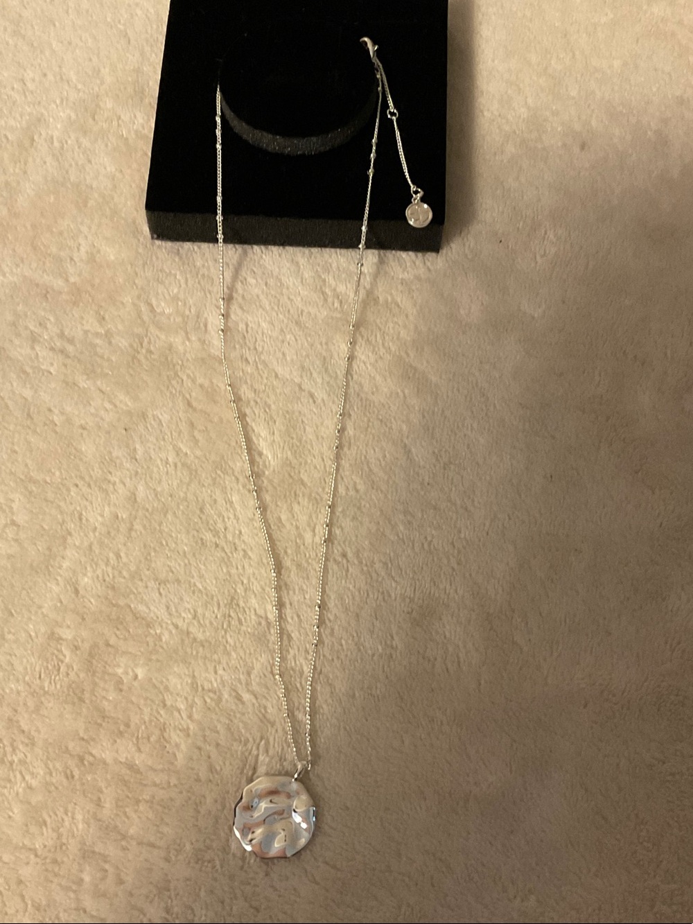 Iridescent Silver-Tone Pendant Necklace in White